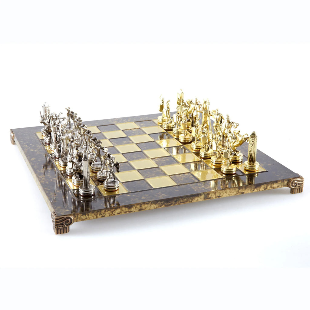 Greek Mythology Metal Chess Set With 36cm Chessboard Manopoulos Manopoulos