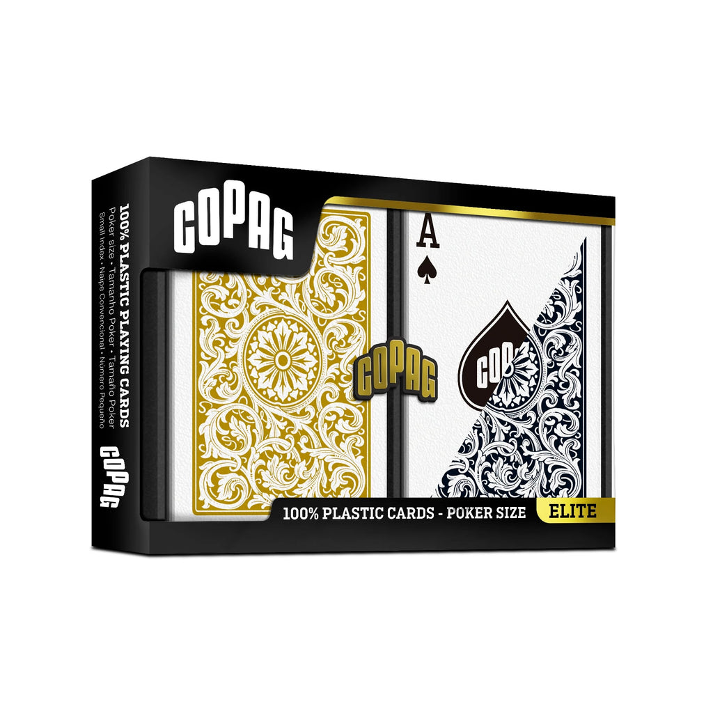 Copag Elite Poker double plastic playing cards deck Regular Index (black/gold) Copag
