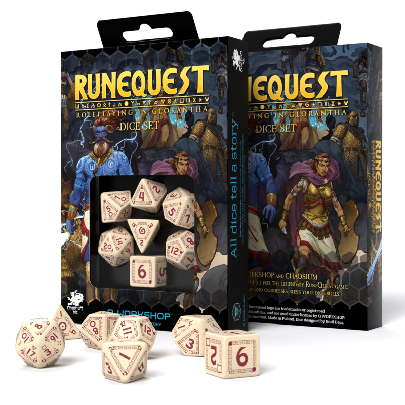 Runequest Dice Set beige and burgundy Q-Workshop