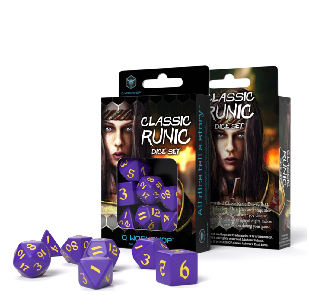 Classic Runic Dice Set Purple and yellow Q-Workshop