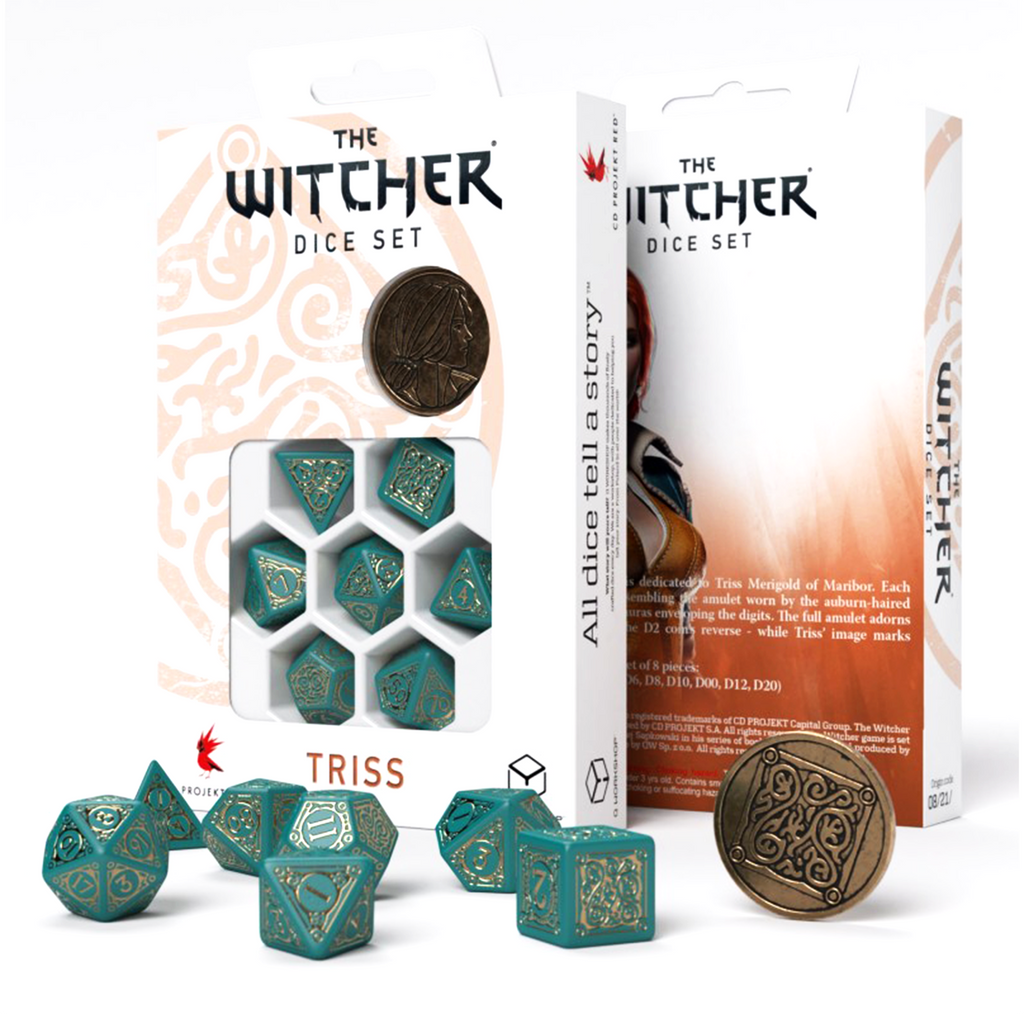 The Witcher Triss Dice Set turquoise and gold Q-Workshop