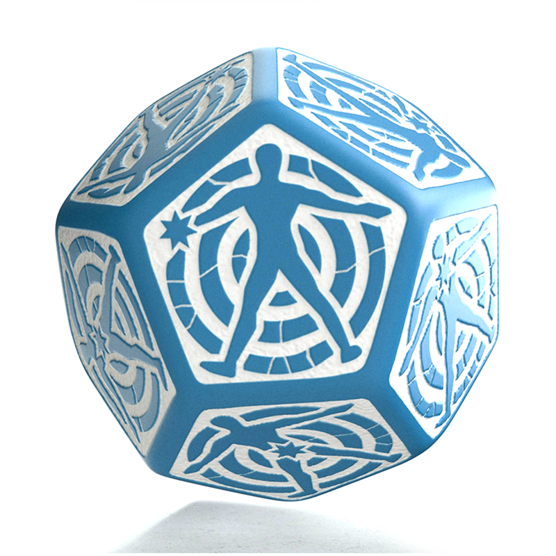 D12 Hit Location Dice blue and white Q-Workshop