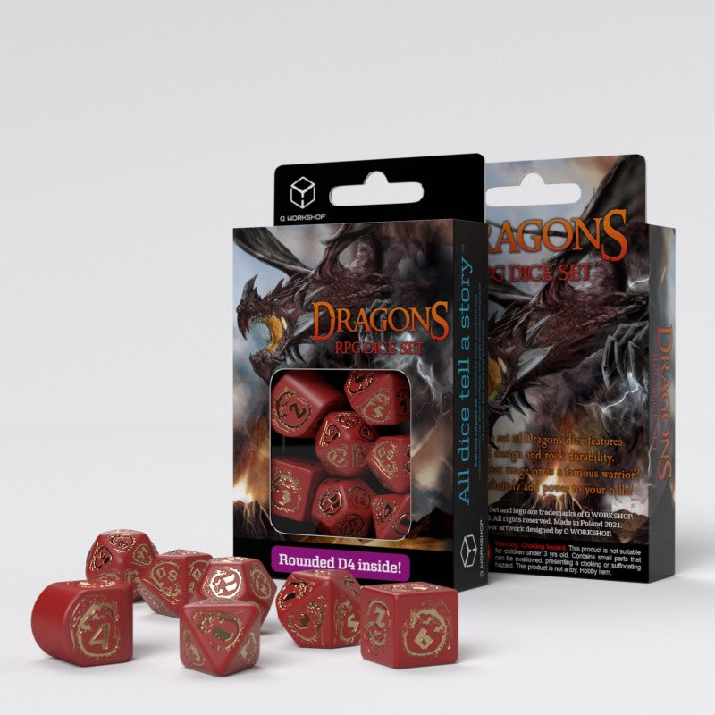 Dragons Modern Dice Set red and gold Q-Workshop