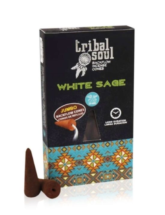 White Sage - Tribal Soul Backflow Incense Cones Hari Darshan Hari Darshan