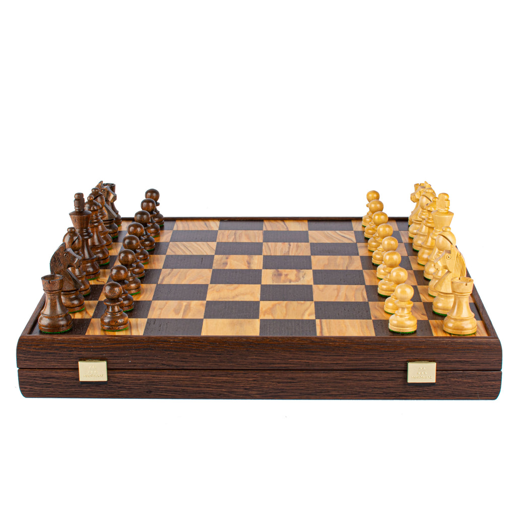Olive Burl Chess set 43x43cm (Medium) with Staunton Chessmen Manopoulos Manopoulos