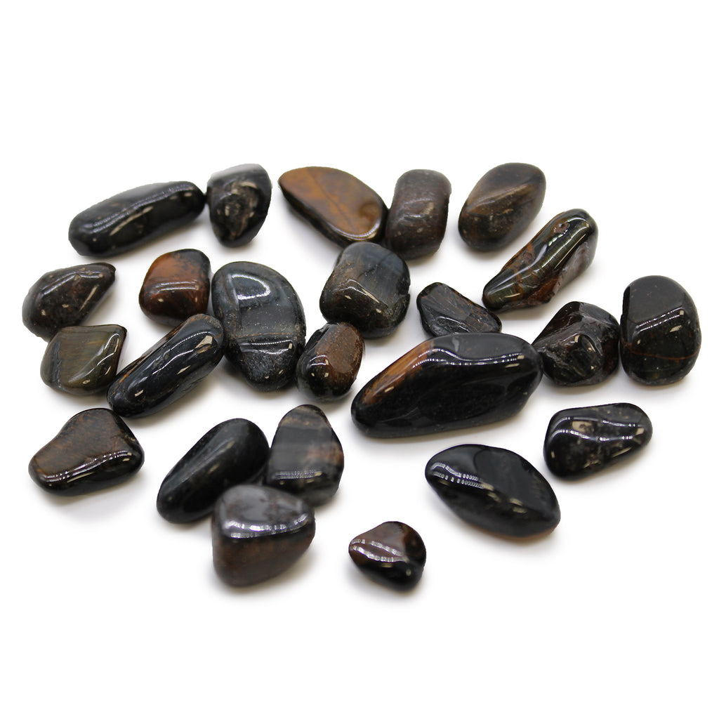 Small African Tumble Stones (24x) - Tiger Eye - Blue Ancient Wisdom Ancient Wisdom