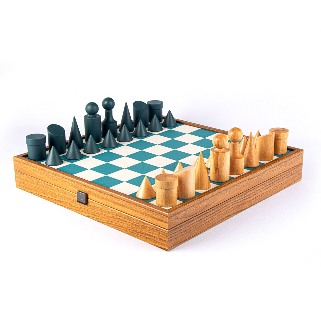 BAUHAUS style Chess set 40x40cm (Turquoise) with Chessmen Manopoulos Manopoulos