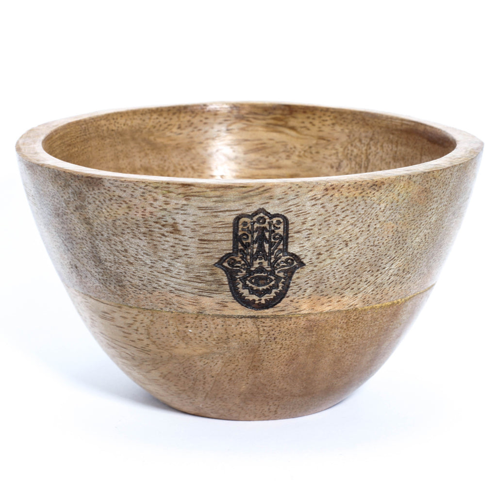 Wooden Smudge and Ritual Offerings Bowl - Hamsa Ancient Wisdom (12x7) Ancient Wisdom