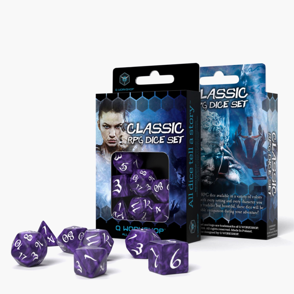 Classic RPG Dice Set violet and white Q-Workshop
