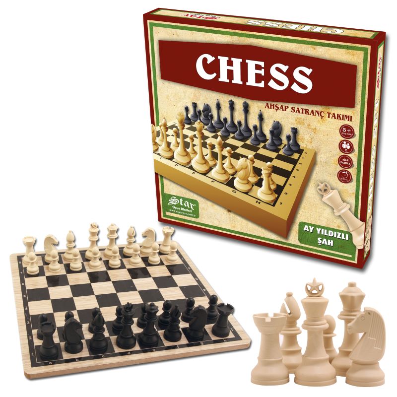 Wooden Board & Plastic Chess Set Star Star