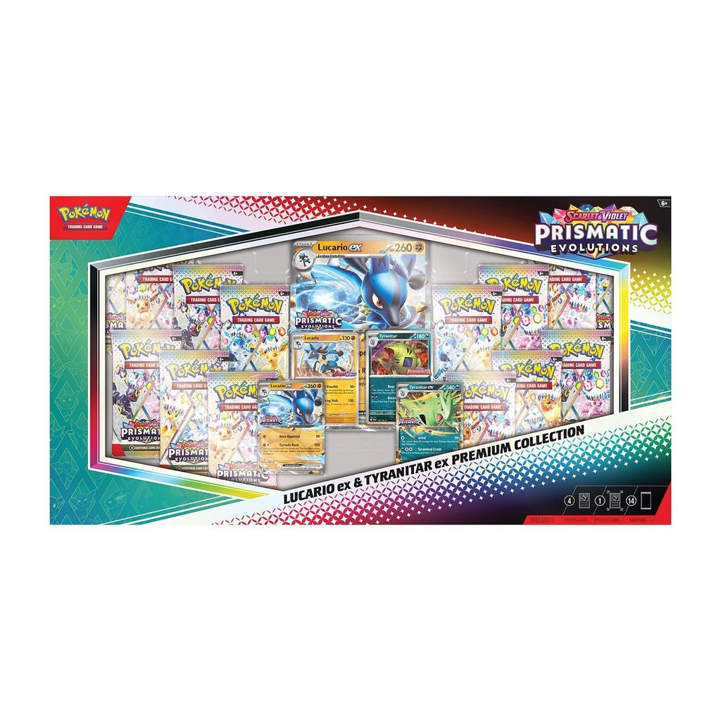 Pokémon SV Prismatic Evolutions Premium Collection Box Lucario ex & Tyranitar ex Pokémon