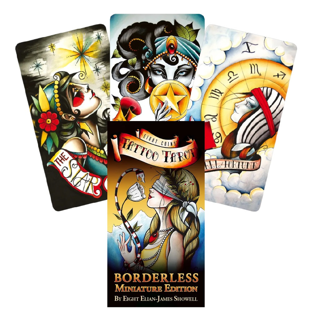 Eight Coins Tattoo Tarot Borderless Miniature Edition US Games Systems US Games Systems