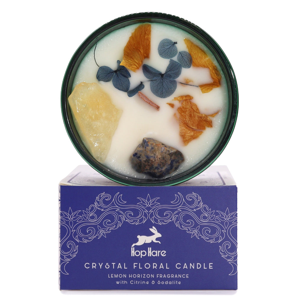 Crystal Floral Candle - The Sun (Lemon Horizon scent) Hop Hare Hop Hare