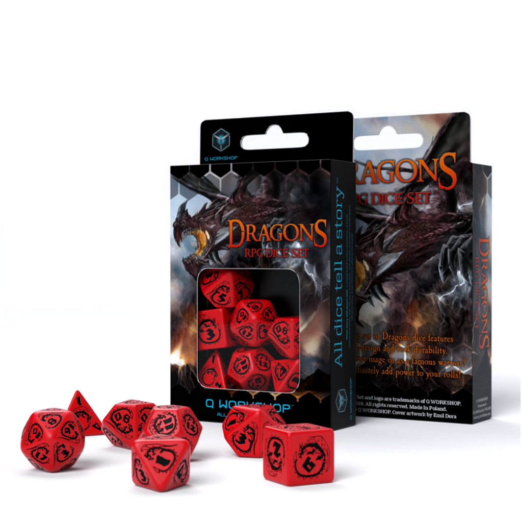 Dragons RPG Dice Set red and black Q-Workshop