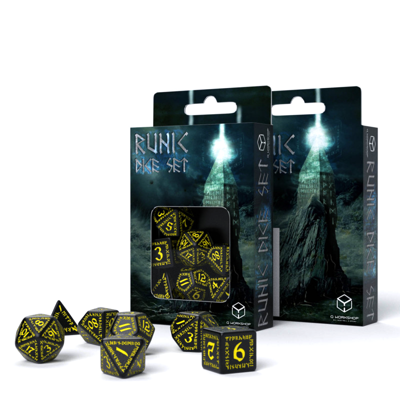 Runic Dice Set black and yellow Q-Workshop