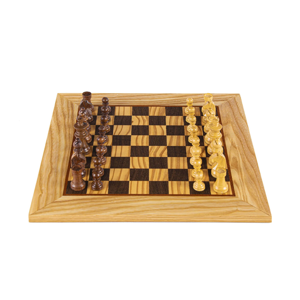 Olive Burl Chess set 40x40cm with Staunton Chessmen Manopoulos Manopoulos