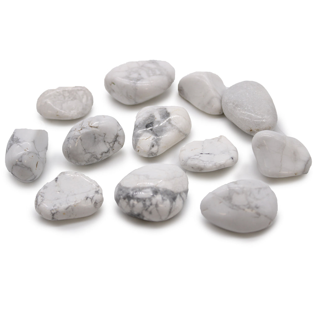 Medium African Tumble Stones (12x) - White Howlite - Magnesite Ancient Wisdom Ancient Wisdom