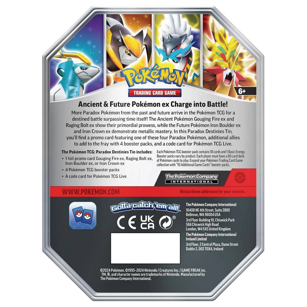 Pokémon TCG: Paradox Destinies Ex Tin (Raging Bolt Ex) – CardsHouse
