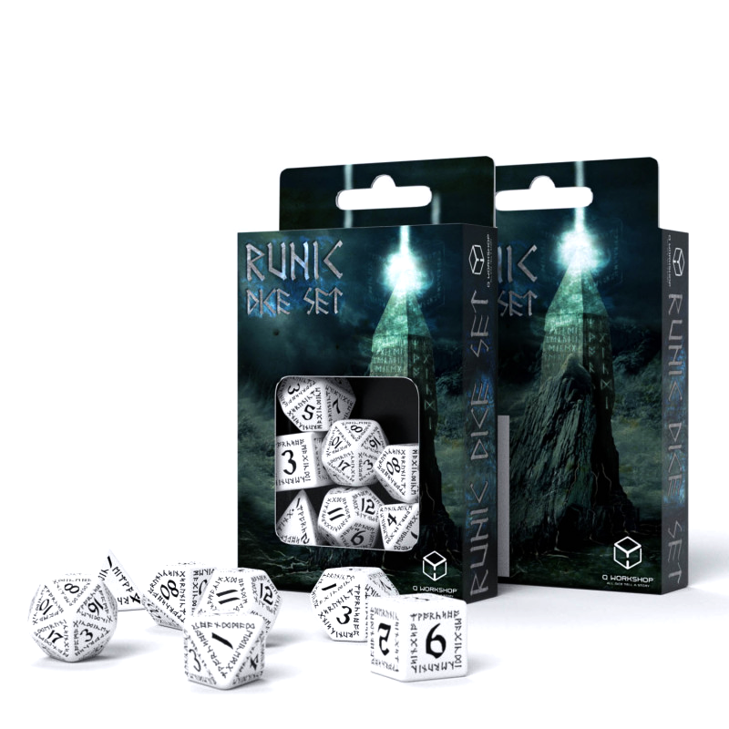 Runic Dice Set white and black Q-Workshop