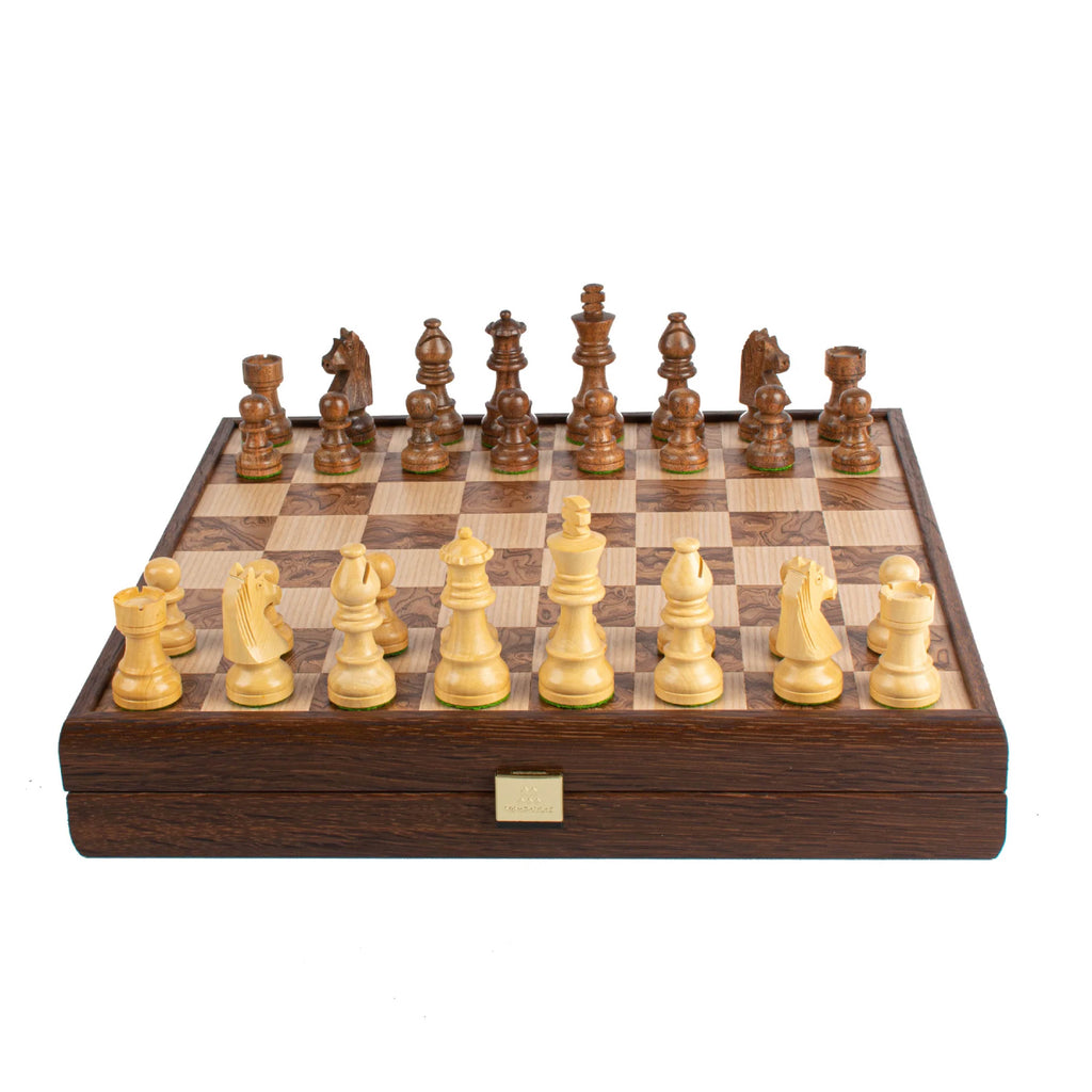 Walnut Burl Chess set 35x35cm with Staunton Chessmen Manopoulos Manopoulos