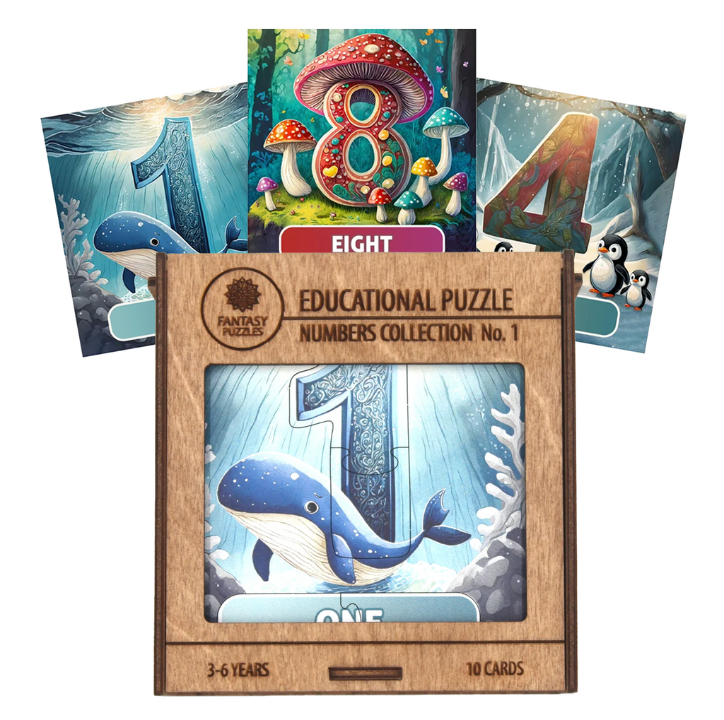 Educational Puzzle Wooden Cards Numbers Collection No. 1 (EN) Fantasy Puzzles Fantasy Puzzles