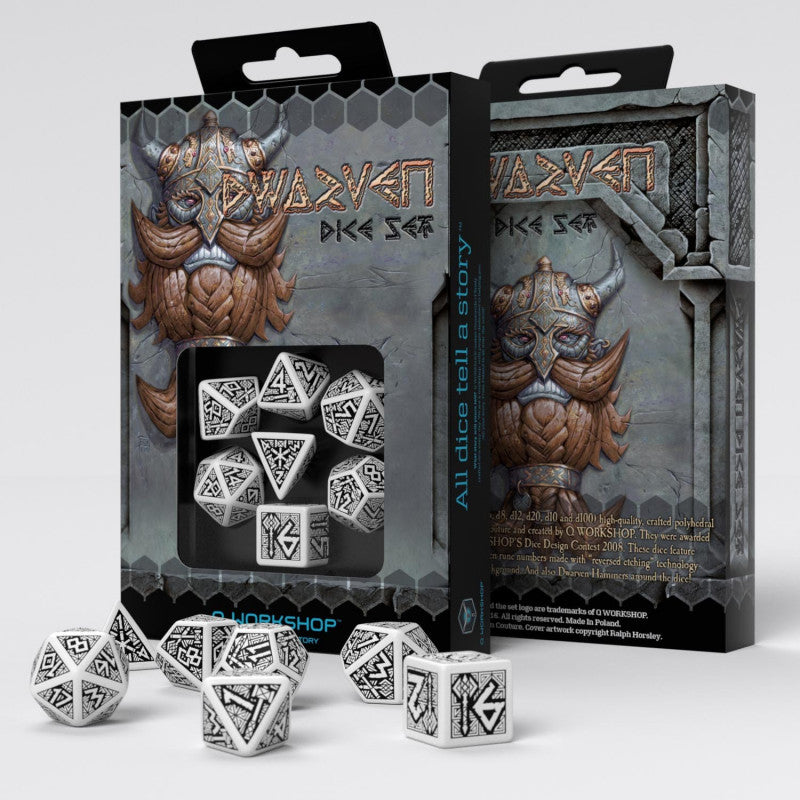 Dwarven Dice Set white and black Q-Workshop