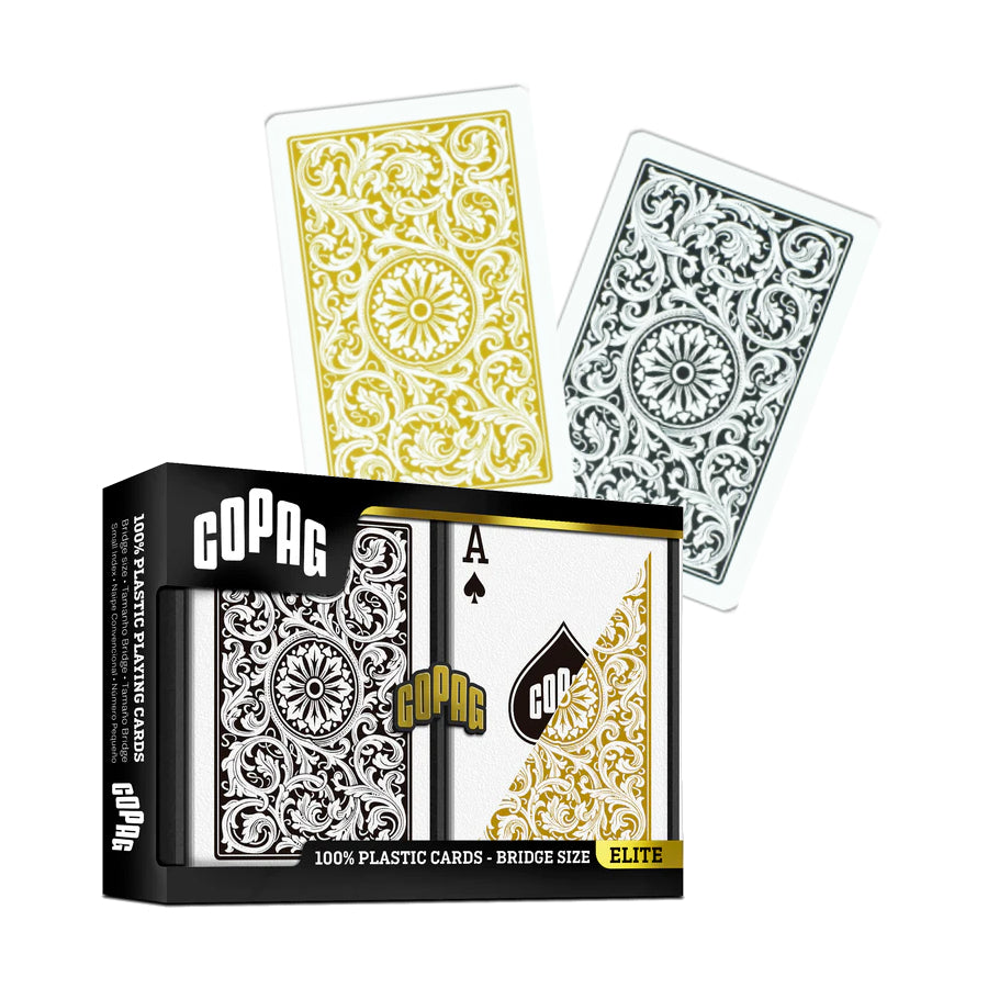 Elite Bridge Size Regular Index Playing Cards Double Deck (gold and black) Copag Copag