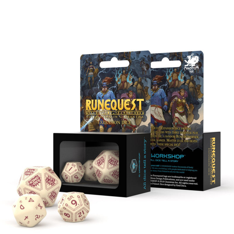 Runequest expansion Dice set beige and burgundy Q-Workshop