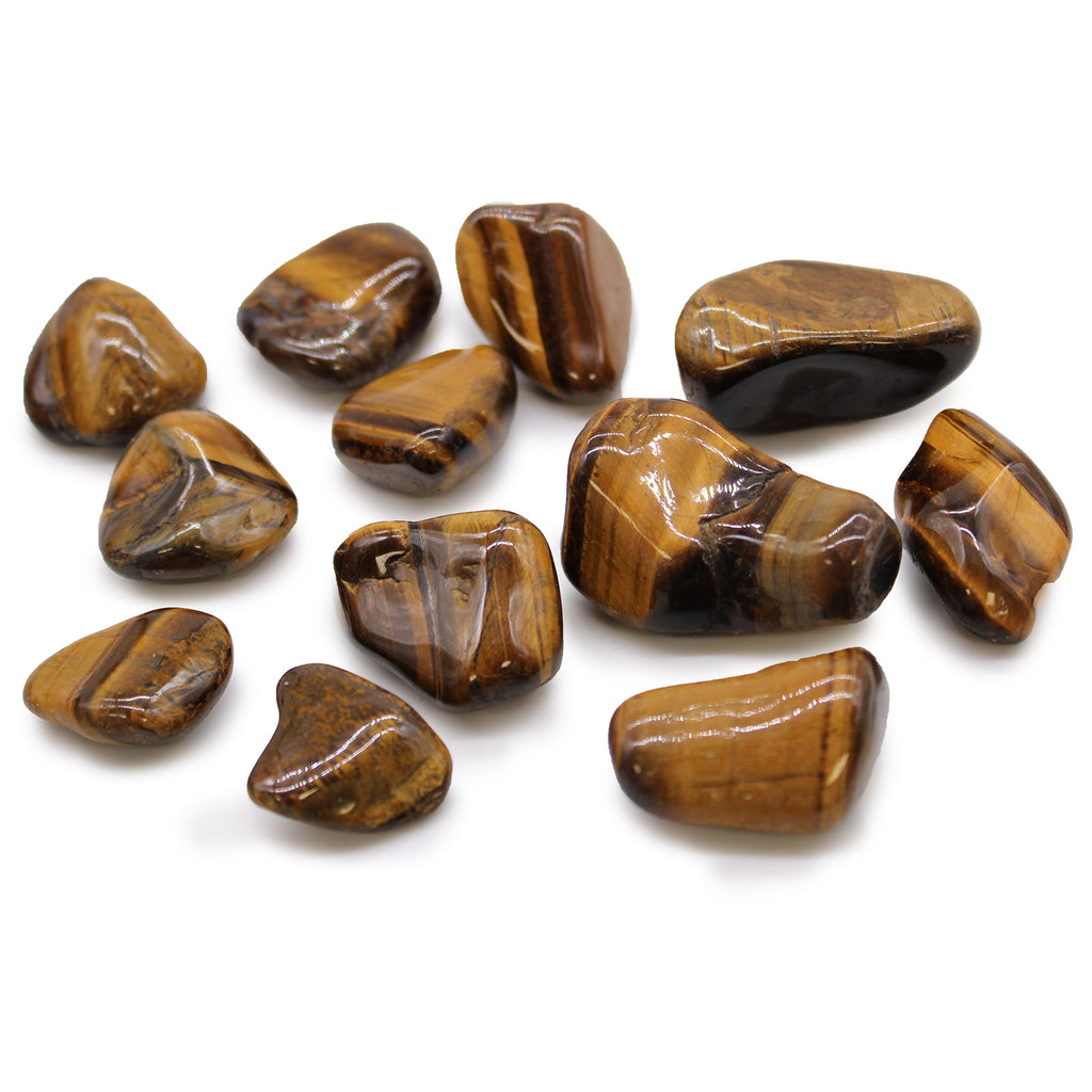 Medium African Tumble Stones (12x) - Tiger Eye Golden Ancient Wisdom Ancient Wisdom