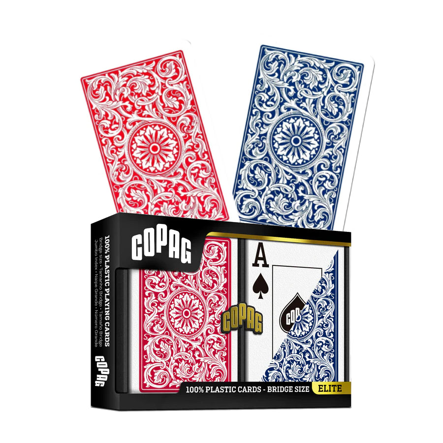 Elite Bridge Size Jumbo Index Playing Cards Double Deck (red and blue) Copag Copag