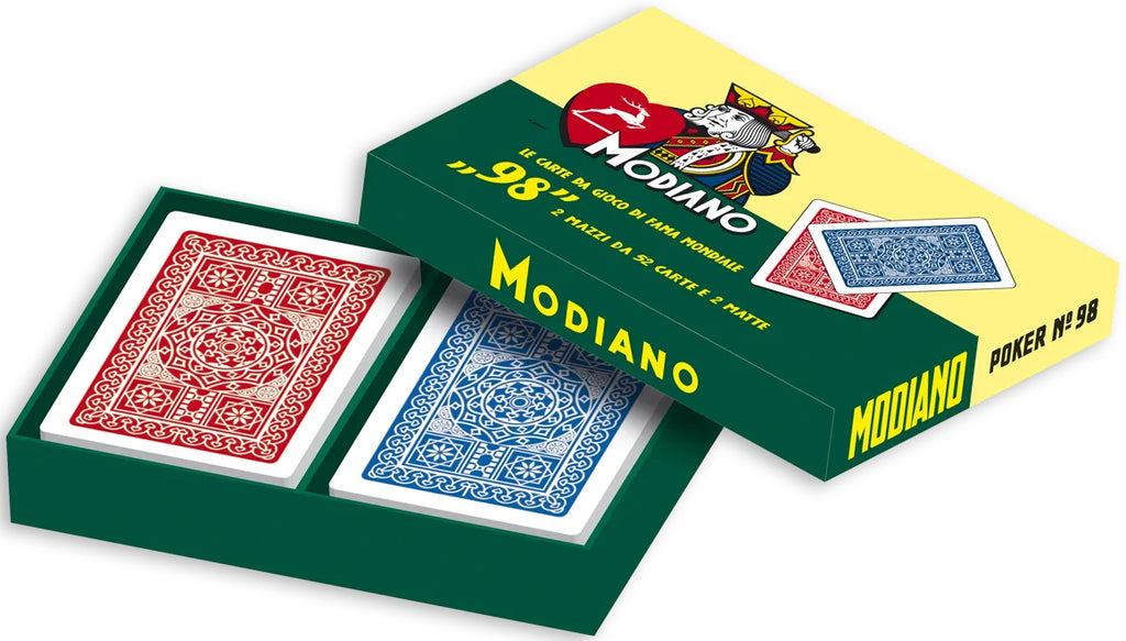 ''98'' Poker Cards 2 Deck Set Limited Edition Box Modiano (red and blue) Modiano