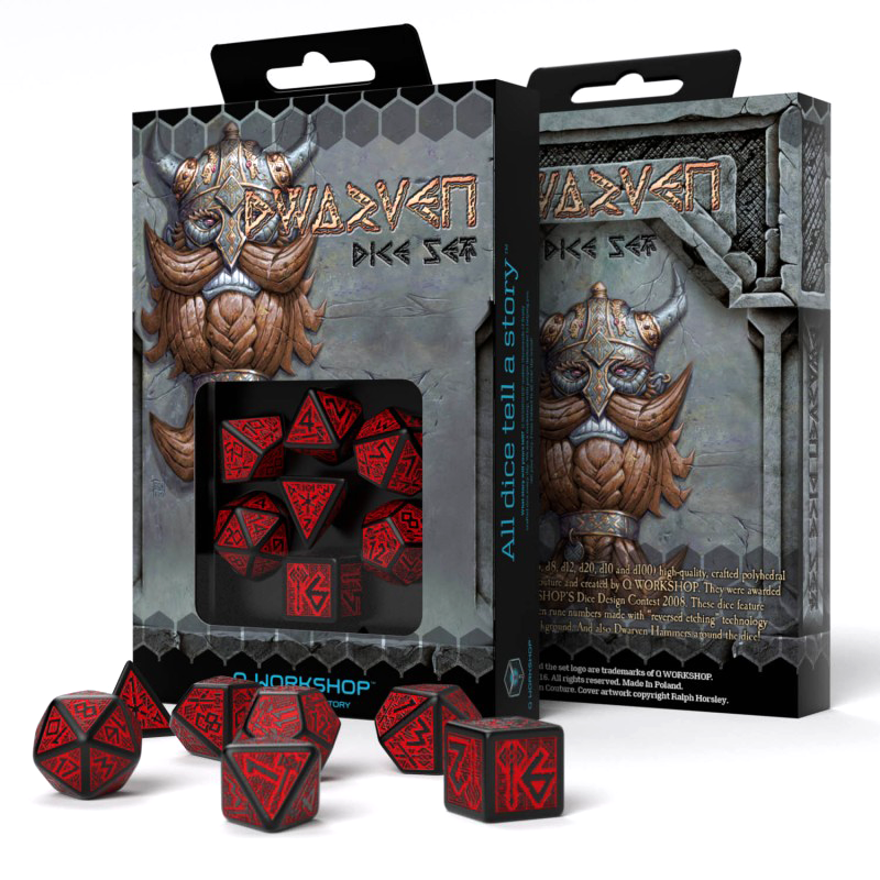 Dwarven Dice Set black and red Q-Workshop