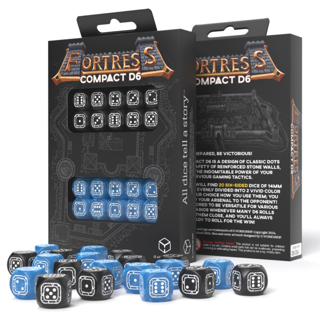 Fortress Compact D6 Black & Blue Dice Set Q-workshop Q-Workshop
