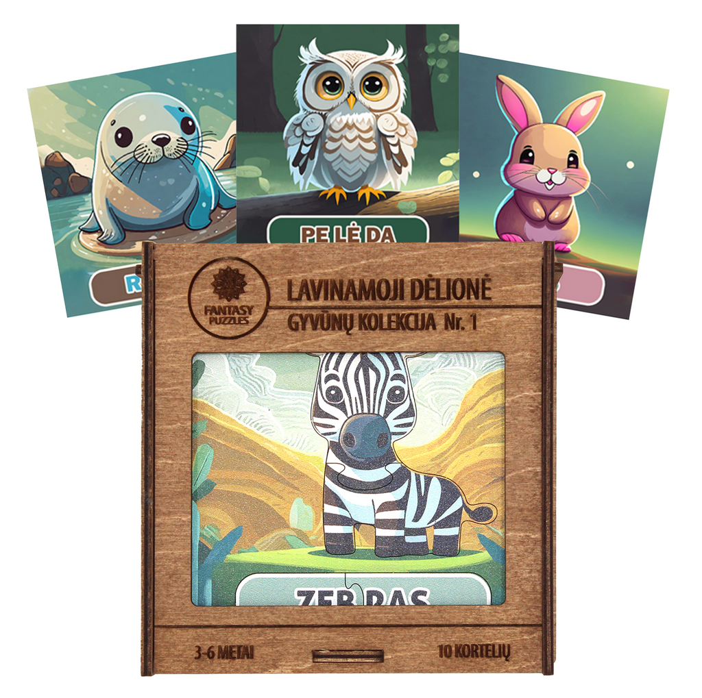 Educational Puzzle Wooden Cards Animals Collection No. 1 (LT) Fantasy Puzzles Fantasy Puzzles