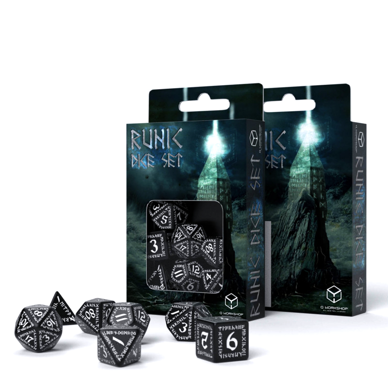 Runic Dice Set black and white Q-Workshop
