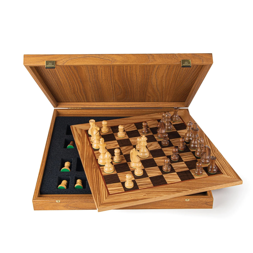 Olive Burl Staunton Chessmen Wooden Chess set with Chessboard 50cm Manopoulos Manopoulos