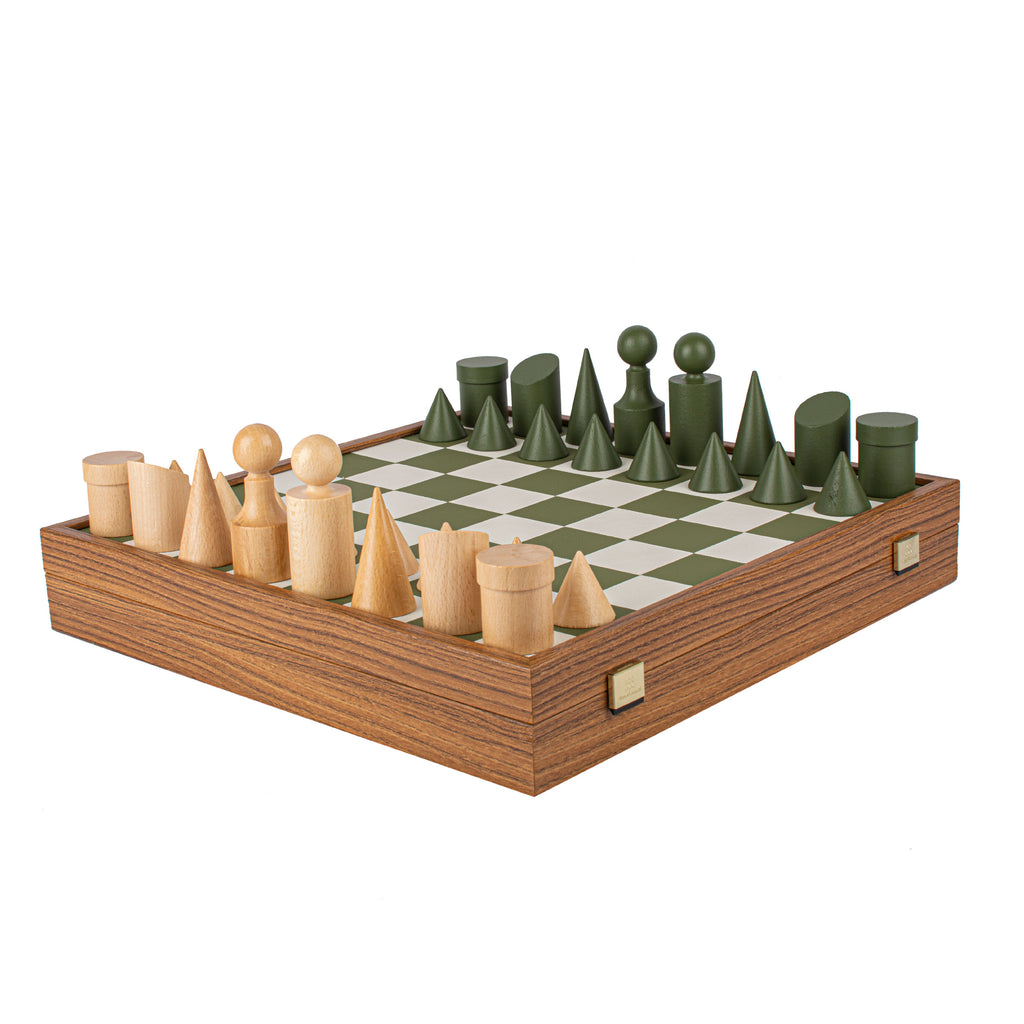BAUHAUS style Chess set 40x40cm (Green & White) with Chessmen Manopoulos Manopoulos