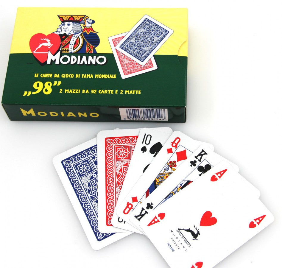 ''98'' Poker Cards 2 Deck Set Modiano (red and blue) Modiano