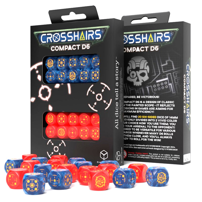 Crosshairs Compact D6 Cobalt & Red Dice Set Q-Workshop