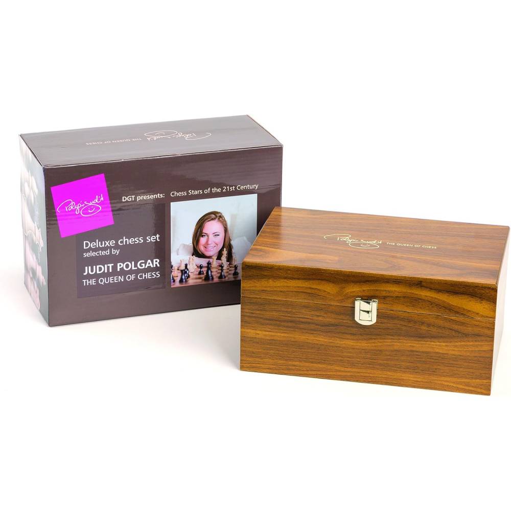 Judit Polgar Deluxe Wooden Chess Pieces in Box Set DGT DGT