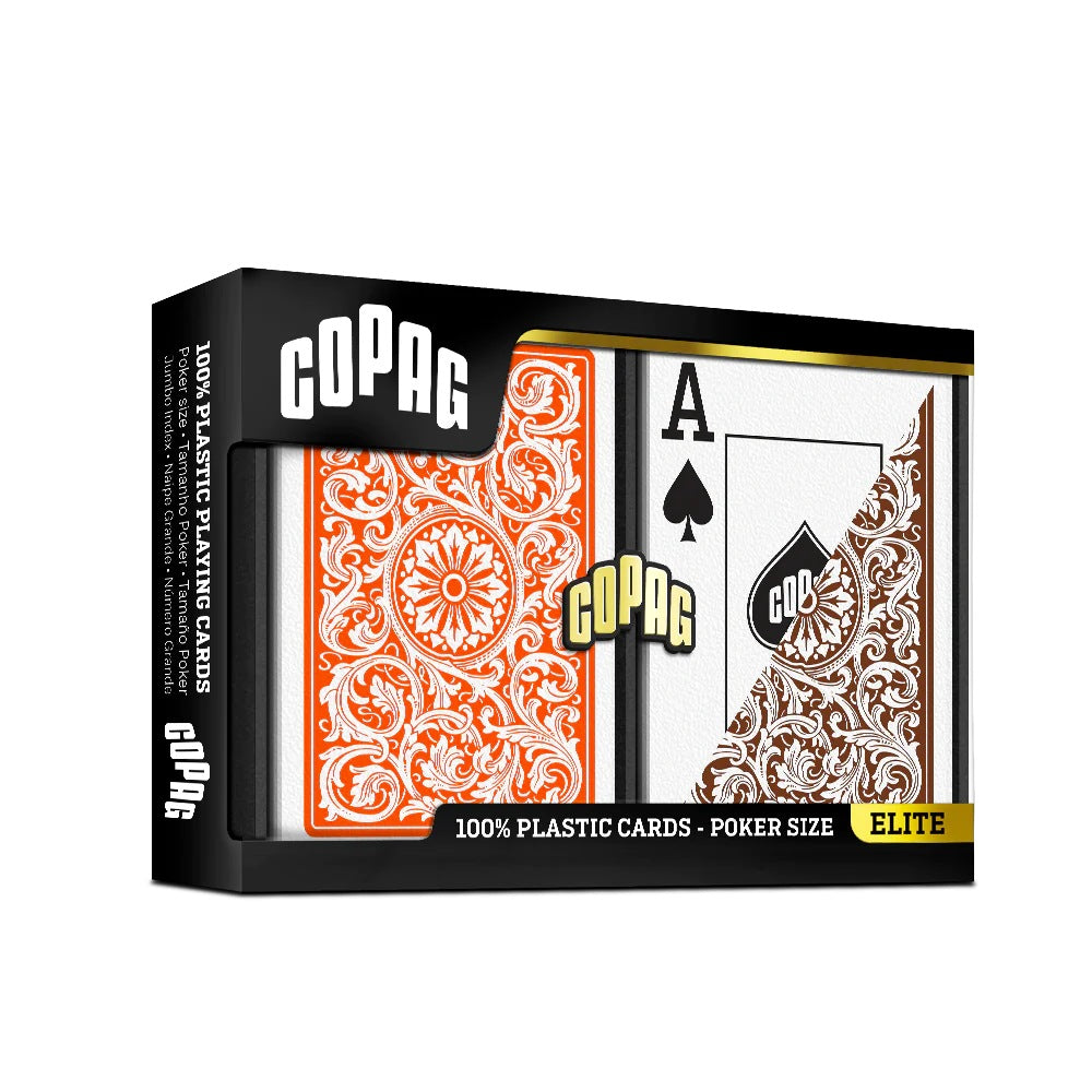 Elite1546 Playing Cards Poker Size orange/brown Double Deck Set Copag Copag