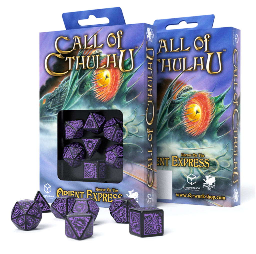 Call Of Cthulhu Orient Express Dice Set black and purple Q-Workshop