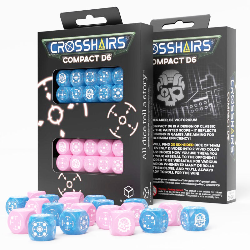 Crosshairs Compact D6 Blue & Pink Dice Set Q-Workshop