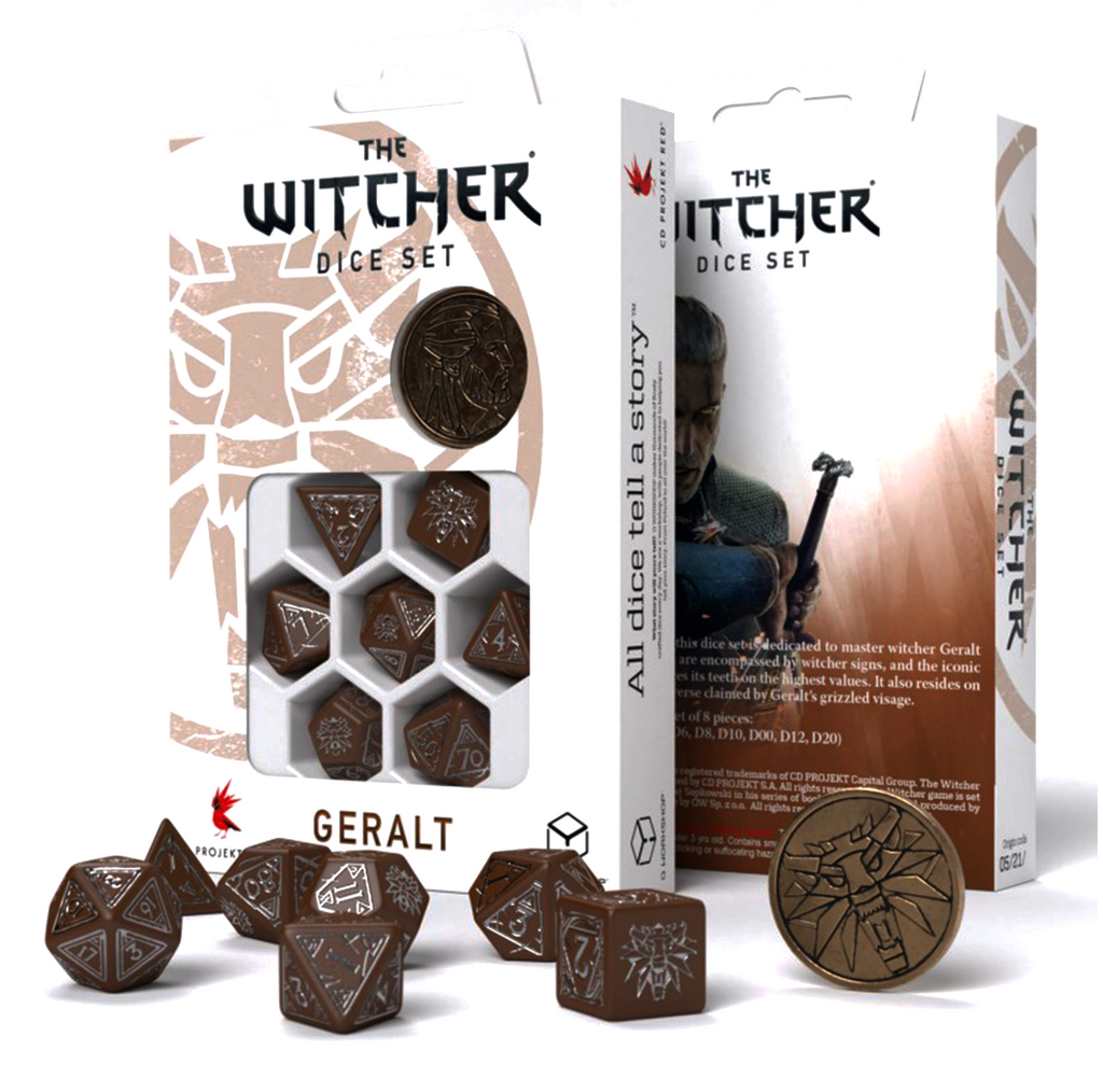 The Witcher Geralt Dice Set brown and silver Q-Workshop