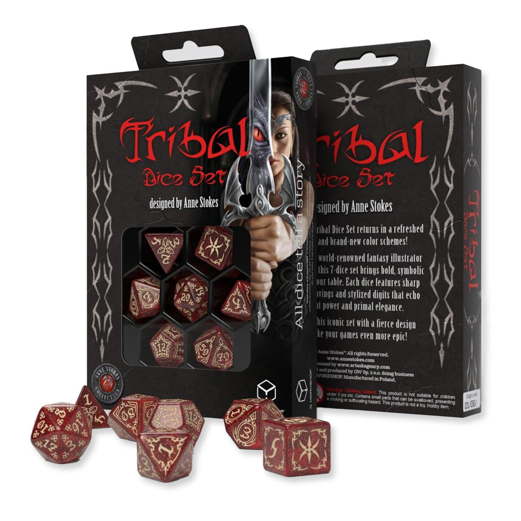 Tribal Dice Set Shimmering red & Beige Q-WORKSHOP Q-Workshop