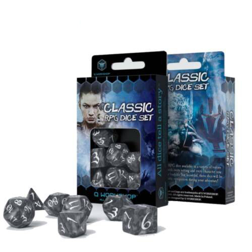 Classic RPG Dice Set Smoky and white Q-Workshop
