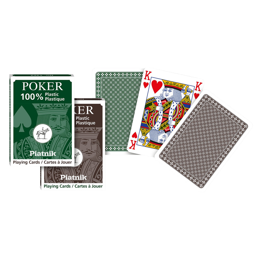Piatnik 100% Plastic Poker Card Decks 2 pcs. (green and brown) Piatnik