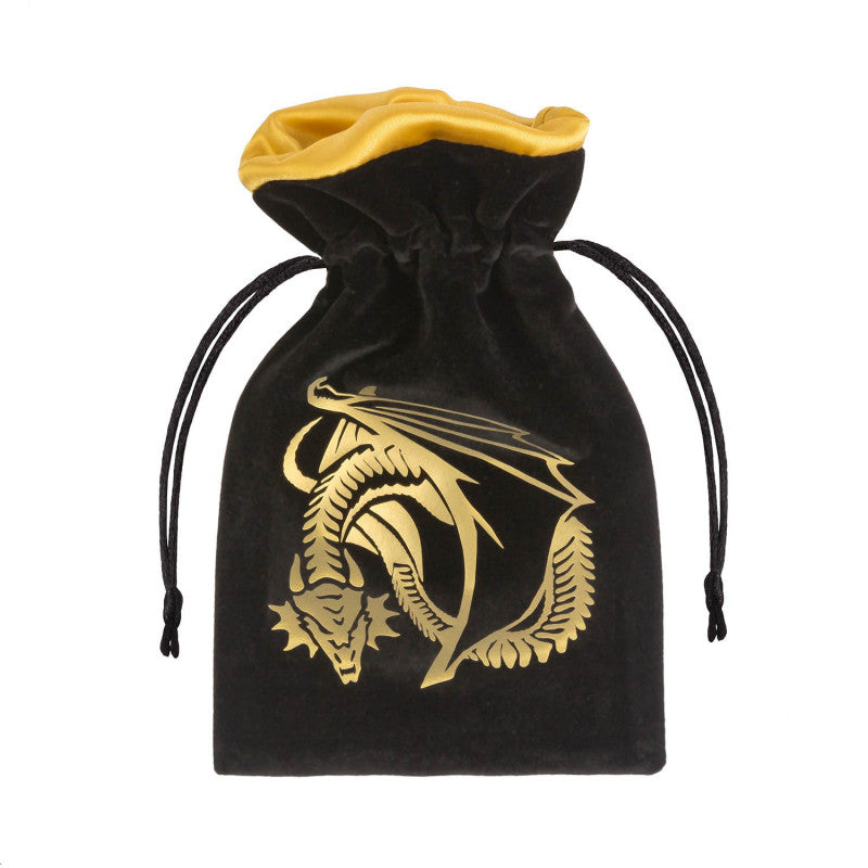 Dragon Velour Dice Bag Black and golden Q-Workshop