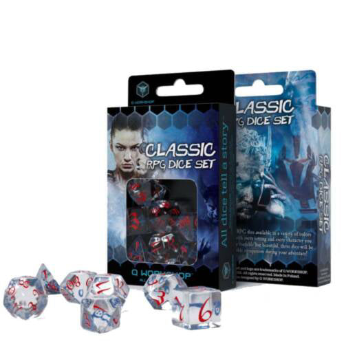 Classic RPG Dice Set Translucent and blue red Q-Workshop