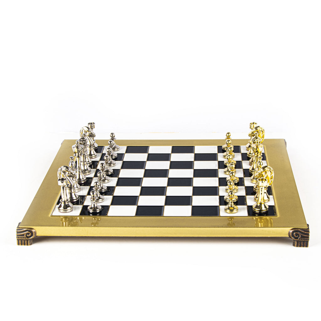Classic Metal Staunton Chess Set With 36cm Chessboard Manopoulos Manopoulos